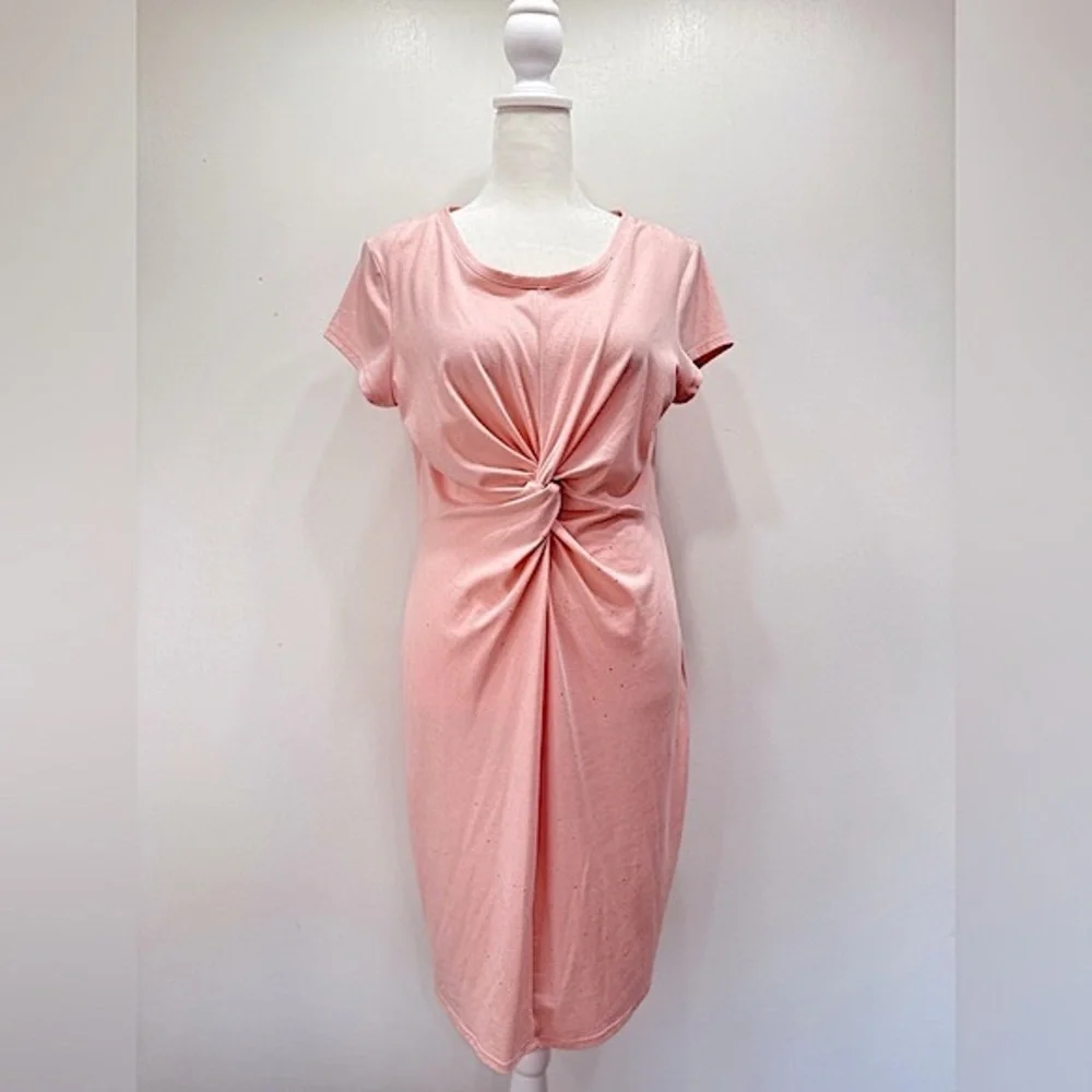 Juicy Couture Pale Pink Glitter Sparkle Knot Front Sheath Dress Size Medium